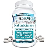 Nattokinase Supplement. Non-GMO Natto Extract Enzyme. 100 mg, 2000 FUs. 60 Veggie Caps (60-day supply)