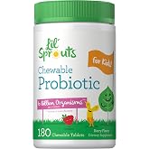 Carlyle Chewable Probiotics for Kids | 180 Tablets | 6 Billion CFUs | Berry Flavor | Non-GMO &amp; Gluten Free Supplement | by Lil' Sprouts