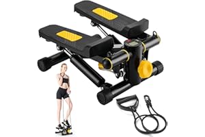 NOAOVO Mini Stepper with Resistance Bands, Portable Stair Stepper Machine - 400LBS Loading Capacity, Home Office Workout