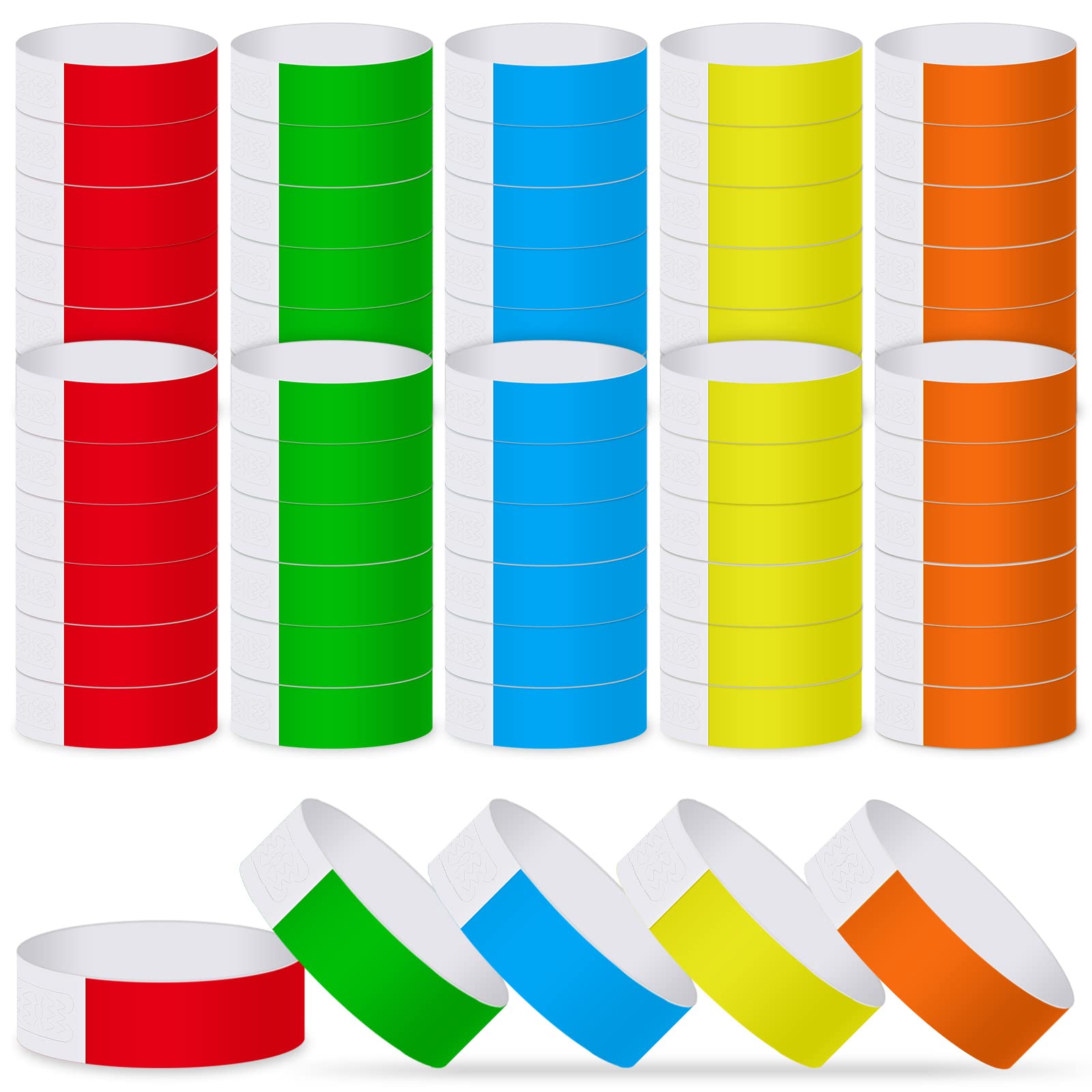 ASTARON Neon Paper Wristbands 500 Pcs - Waterproof Event Bracelets for Clubs, Concerts, Parties - Lightweight Arm Bands