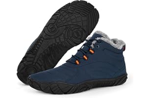 FRGITYGIFT Hike Winter Footwear Barefoot Boots Mens Womens, Waterproof Winter Snow Boots, Warm Ankle Booties, Wide Toe Barefoot Hiking Boots, Non-Slip Zero Drop Sole Hike Shoes for Hiking Walking Outdoor