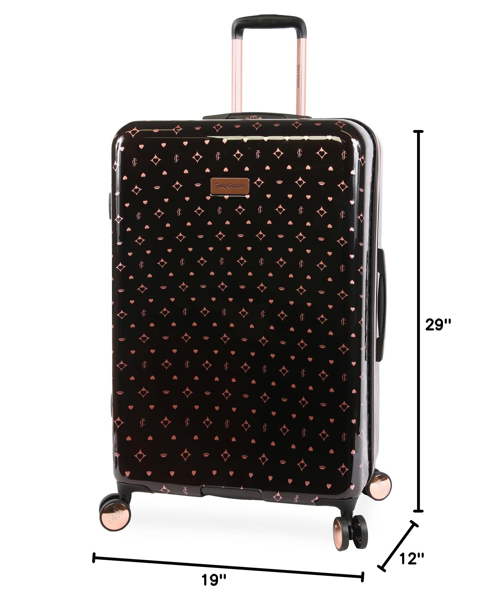 Juicy Couture Women's Arwen Spinner Luggage, Black/Rose Gold, 2pc Set