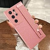 MOWIME Compatible with Samsung Galaxy S24 Ultra Case with Strap Wrist, Cheetah Print Shockproof Soft TPU Protective Case for Women Girls, Slim Anti Scratch Case for Galaxy S24 Ultra 6.8 Inch, Pink