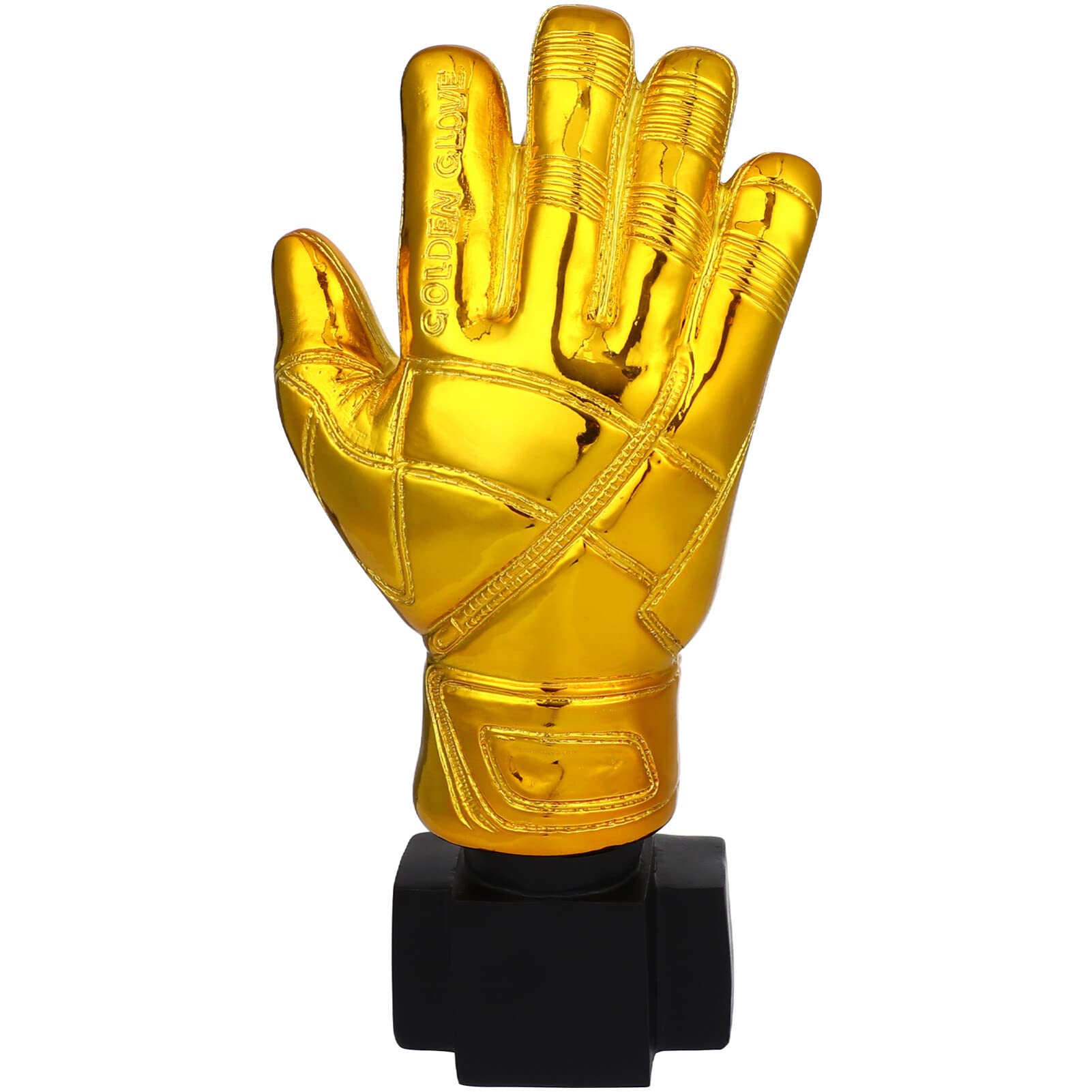 Healifty Golden Glove Trophy - Gold Plated Soccer Goalkeeper Trophy - Resin Material - Size 13.5x26CM - Golden Color - Suitable for Kindergarten, School, Company - Party Favors