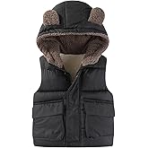 AIWUHE Toddler Boys Girls Hooded Puffer Vest Padded Warm Winter Jacket Sleeveless Bear ears Zipper Up Coat with pocket 1-7Y