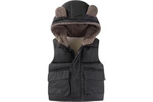 AIWUHE Toddler Boys Girls Hooded Puffer Vest Padded Warm Winter Jacket Sleeveless Bear ears Zipper Up Coat with pocket 1-7Y