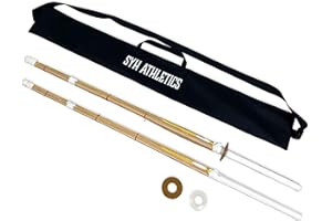 Kendo Bamboo Practice Stick - Japanese Samurai Training Shinai with Nylon Bag (Size 39) SYH Athletics - Set of 2, Wood