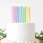 Apluselection 40-Count Rainbow Birthday Candles for Cake, 5.5&rdquo; Tall Thin | Slender, 10 Colors, Smokeless &amp; Unscented Cake/Cupcake Candles