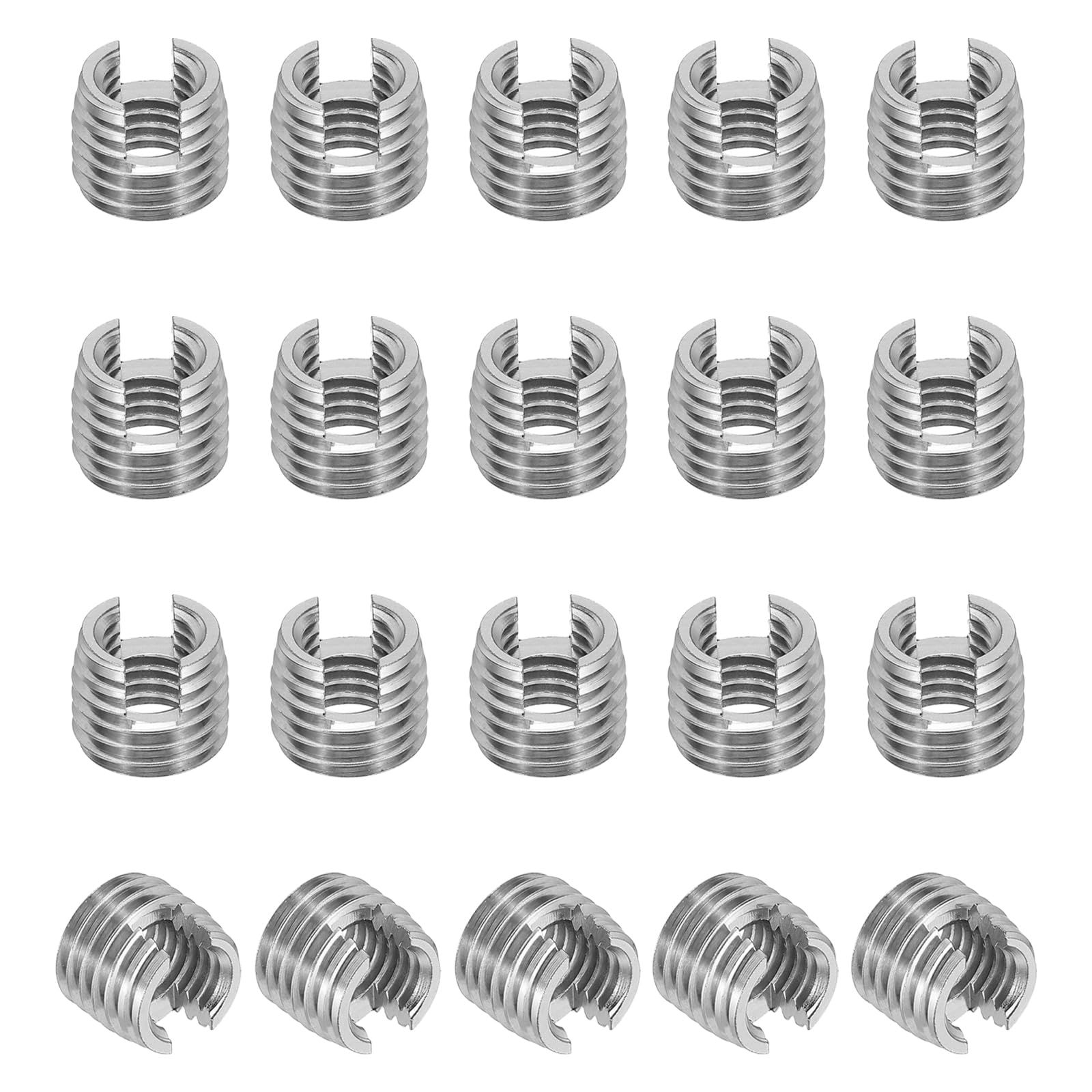 PATIKIL Self-Tapping Threaded Inserts, 20 Pcs M8 x M12 x 10mm 303 Stainless Steel Thread Adapter Reducer Slotted Screw Repair Inserts Nuts Sleeve