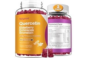 SIJIGOOD 2 Packs 1200MG Quercetin with Bromelain Gummies, Elderberry, Echinacea, Vitamin C D Zinc - Immune System Support 120 Counts Pure Quercetin Supplements Gummies for Kids & Adults