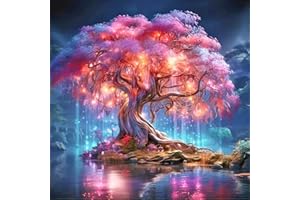 JFYHAB Diamond Art Kits for Adults Tree of Life 5D Diamond Painting Kits for Adults,Diamond Painting Diamond Art with Full Drill Diamond Dots DIY Gem Crafts Kits for Home Decor Gift-12x12in Pink