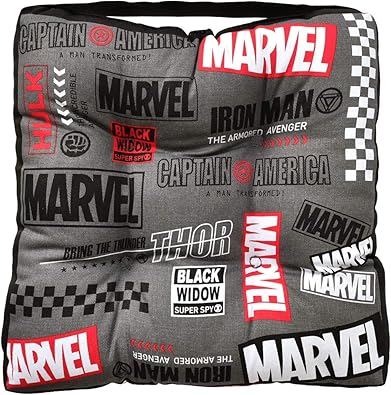 Amazon 座布団 子供用 小学生 30cm Marvel マーベル 男の子 椅子用 クッション おしゃれ 通園 通学 幼稚園 自転車 キッズ ゴム付き ブラック 黒 シューズ バッグ