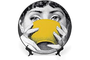 LITTLIUDO Lina Cavalieri Plate, Wall Decorative Plate, Mysterious Face Plate Wall Hanging Decoration,Including Bracket And Special Spring HooK,style-13,7inch