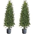 Gonuien Artificial Topiary Tree 3.2FT(39") Outdoor Evergreens in Outdoor Artificial Shrub Potted Plant Plant for Indoor Porch of Home and Office 2 Pieces a Set Topiary Trees Faux Boxwood
