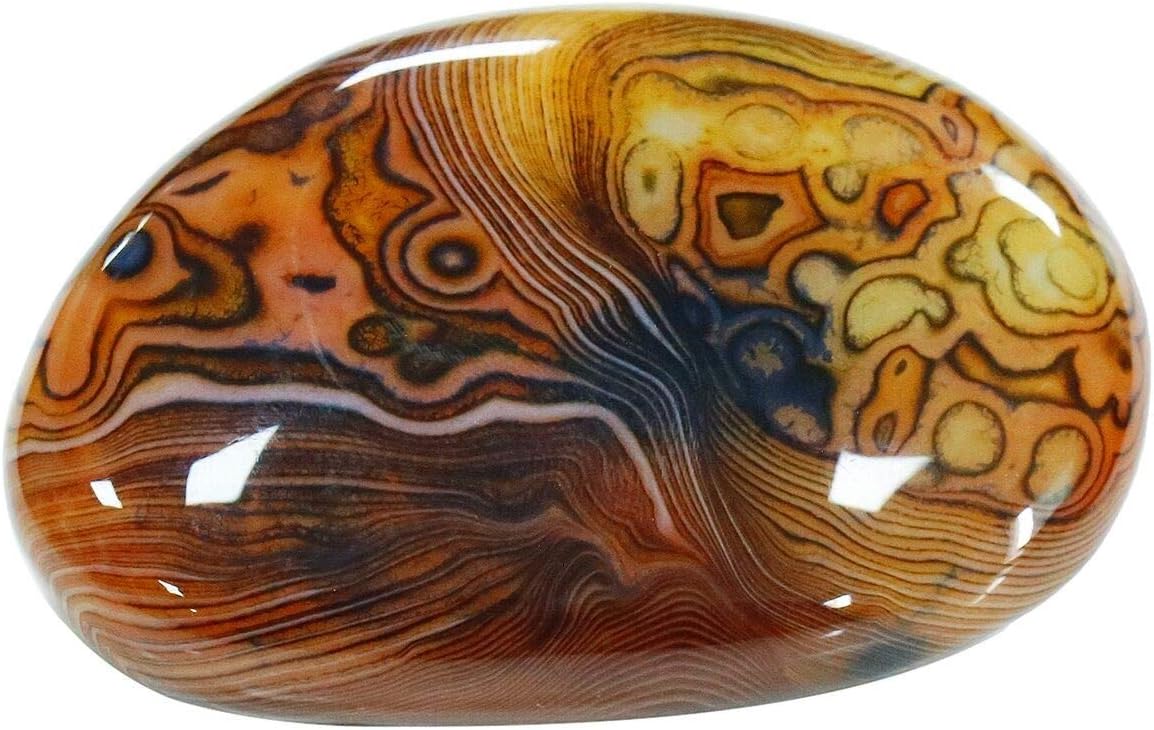 Indoor Fountains & Accessories - SUNYIK Natural Banded Agate Palm Stones Worry Pocket Stone, Polished Irregular Shaped Sphere Decortarion 1.5“-2”