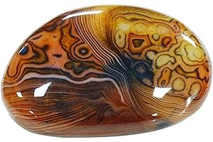 SUNYIK Natural Banded Agate Palm Stones Worry Pocket Stone, Polished Irregular Shaped Sphere Decortarion 1.5“-2”