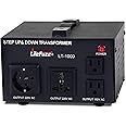 LiteFuze LT Series 1000 Watt Voltage Converter Transformer Step Up/Down - 110v to 220v / 220v to 110v Power Converter - Fully Grounded Cord - Universal Socket, CE Certified