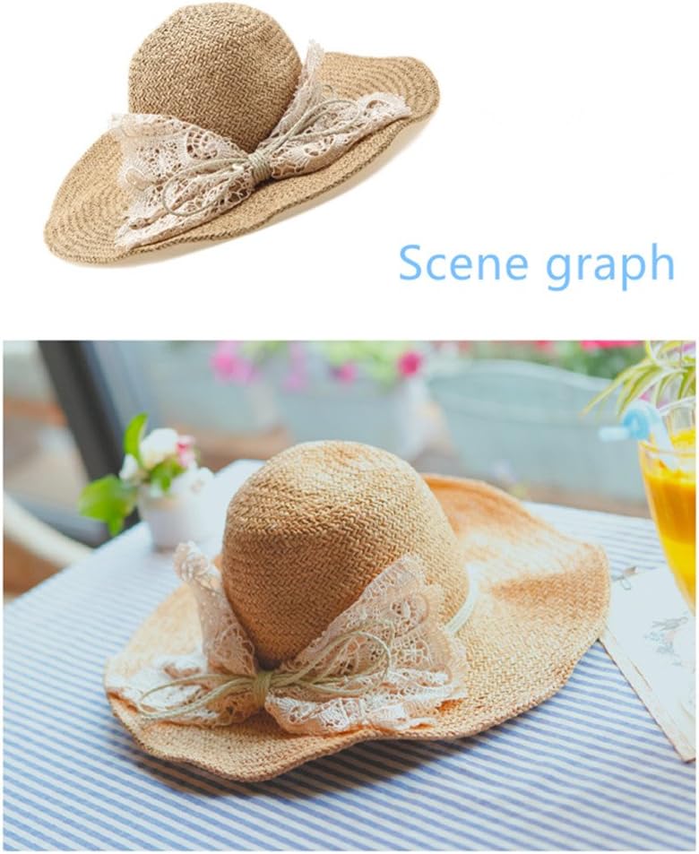 Women's hat soft small basin hat crochet flower embroidery straw hat girl summer folding fisherman hat visor UV protection sun hat can cover the face/ 4 styles (Color : Gray)