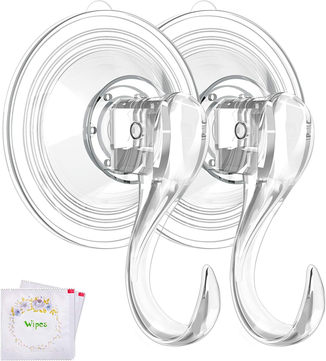 VIS'V Wreath Hanger, Large Clear Reusable Heavy Duty Wreath Hanger Suction Cup with Wipes 22 LB Strong Window Glass Suction Cup Hooks Wreath Holder for Halloween Christmas Wreath Decorations - 2 Packs: Home & Kitchen
