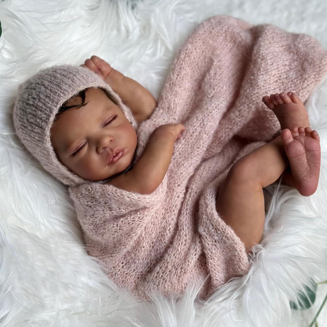 Anano Black Reborn Baby Dolls Girl, 19 In Realistic Baby Doll, Silicone Baby Doll Black, African American Newborn Baby, Real Life Reborn Dolls Cloth Body With Accessories