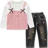 Peacolate 2-7T Spring Fall Summer Little Girls 2pcs Clothing Set T Shirt and Jeans