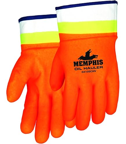 MCR Safety 6521SCO Guanti Da Uomo A Doppia Immersione In Schiuma Di PVC Con Finitura Sabbiosa E Polsino Di Sicurezza Gommato Arancione Grande 1 Paio~p114548827