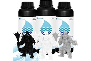Mika3D ABS Like UV Curing 3D Resin Bundle, White/Black/Grey ABS-Like 3D Printer Tough High Precise Resin, Support For LCP/DLP Printing, Each Bottle 0.5kg, 3 Bottles Packed, Total 1.5kg 3D Photopolymer