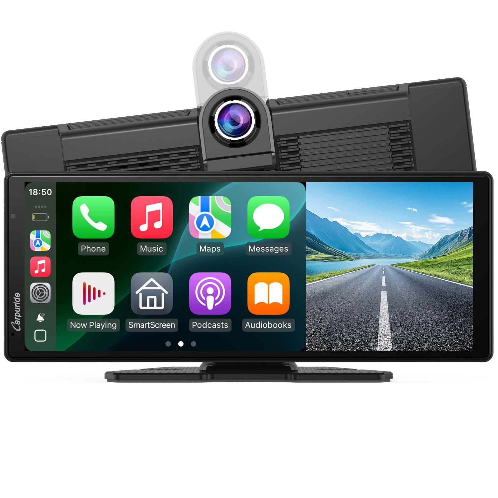 2025 Carpuride W903 9.3" 4K Dash Cam with Wireless CarPlay – Dual Front/Rear Camera, Loop Recording, Bluetooth, Mirror Link, GPS, Siri, Dashboard Mounted, Night Vision, Universal Car/Truck/Motorhome