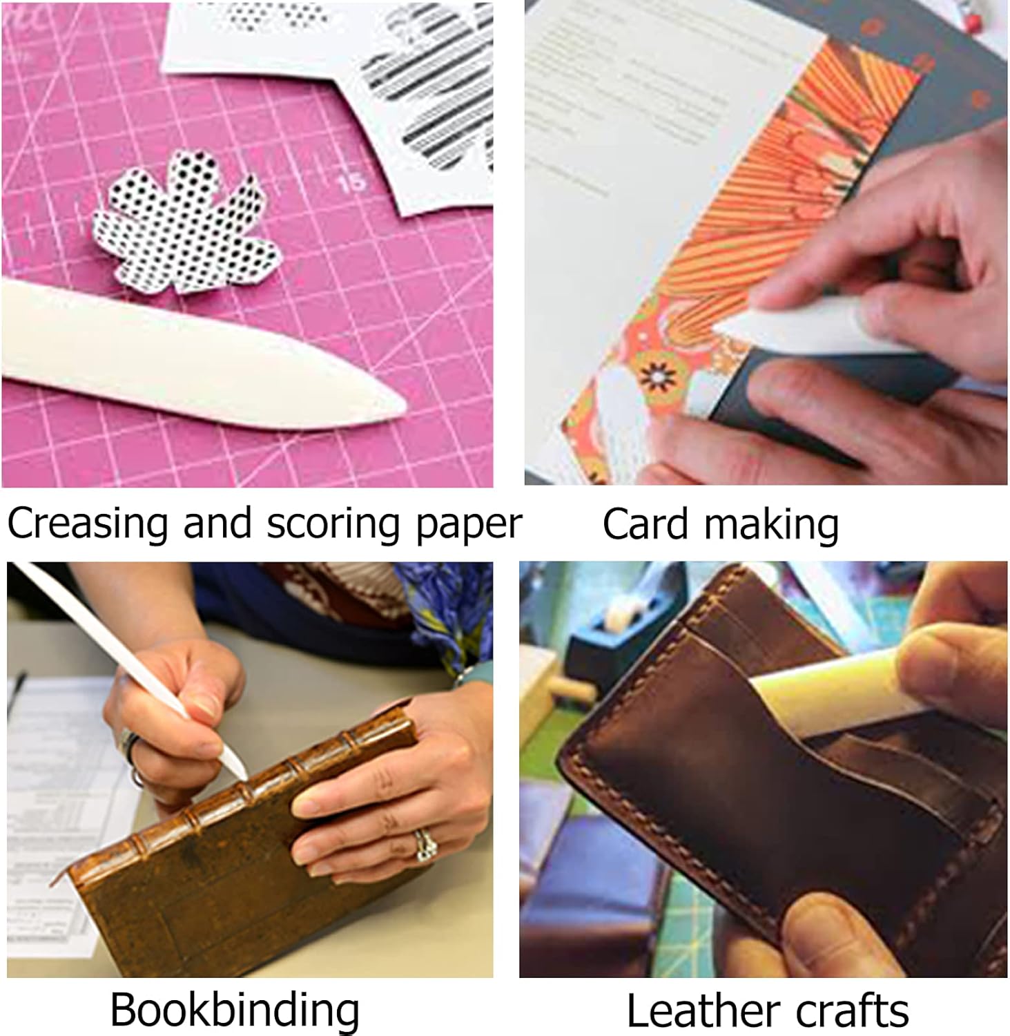 VENCINK Genuine Bone Folder Scoring Folding Creasing Origami Paper Creaser Crafting Scrapbooking Tool for DIY Handmade Leather Burnishing Bookbinding Cards and Paper Crafts (100% Cattle Bone)