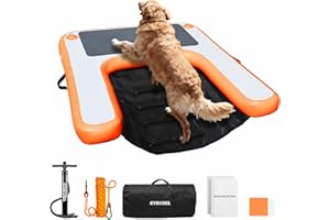 Gymodel Inflatable Dog Boat Ramp, Non-Slip Floating Dock Ladder for Pools, Boats & Lakes, Dog Pool Ramp for Dogs Up to 200 Po