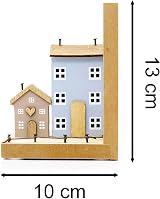 Carousel Home Wooden House Bookends Pair Shabby Chic Townhouse 13x10.5x9cm view 2
