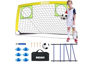 Hazacl Kids Soccer Goal for Backyard, 6x4 9x5 FT Portable Soccer Nets Pop Up with Ball, Agility Ladder, Cones, Target & Carry Bag for Toddler Youth Outdoor Indoor Training Practice Sports Games Play