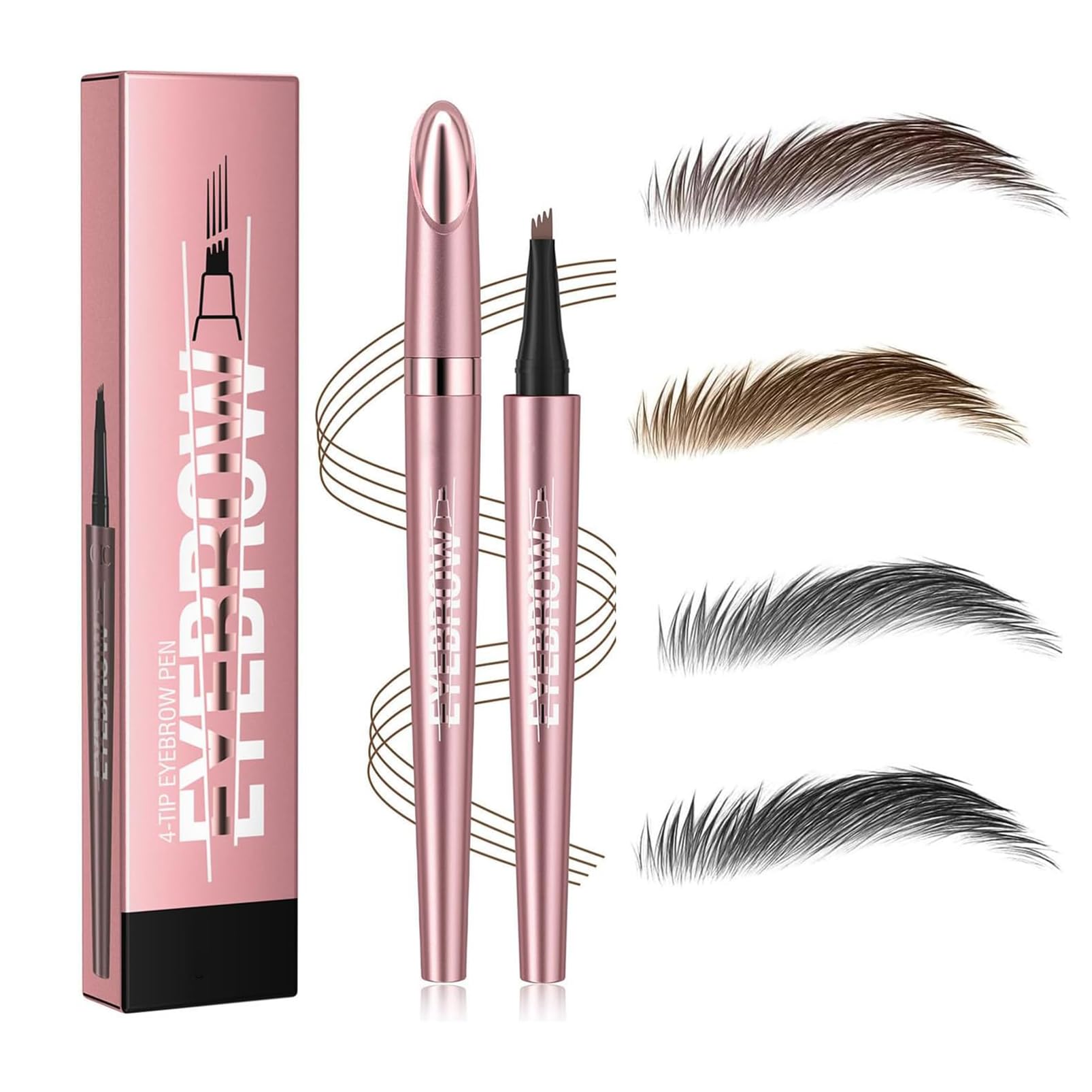 Magic Eyebrow Pencil 3D Waterproof Eyebrow Tint for Makeup - Dark Brown, 4-Tip Brow Pencil