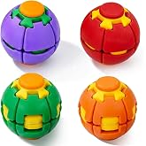 HelixCore Fidget Ball, Squishy Ball, Press to Spin Gear Sphere, Handheld Mechanical Fidget Spinner, Sensory Stress Relief Desk Gadget for Adults, Office and Travel(4 PCS)