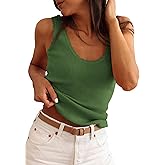 PRETTYGARDEN Womens Summer Sleeveless Tank Tops 2026 V Neck Ruffle Lightweight Ribbed Knit Shirt Casual Going Out Top