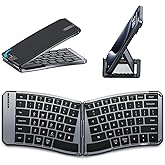 MoKo Ergonomic Foldable Keyboard, Split Portable Folding Bluetooth Keyboard for Business Travel, Ultra Slim Rechargeable Wireless Keyboards for iOS/Android/Windows Tablet PC Smartphone