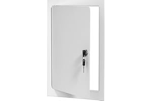 PREMIER ACCESS DOORS Premier 12x24 Universal Steel Flush Access Panel Door w/Keyed Cylinder Latch, White Prime Coat Finish, Wall, Ceiling Mounted Access Door for Drywall, Plumbing, Electrical, FL-5000