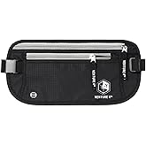 VENTURE 4TH Money Belt for Travel – Hidden Under-Clothes RFID Blocking Passport Holder & Slim Travel Wallet Pouch for Men & Women to Protect Cash, Cards & Documents (Black)