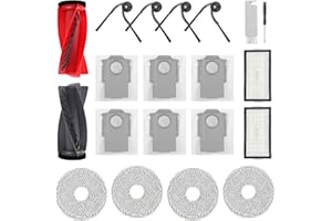 VIEWALL Kit Accessories for Roborock Saros 10R, Qrevo CurvX/Curv 2 Pro, QX Revo Ultra/Arc Robot Vacuum Replacement Parts, 1 Set Main Brush, 2 Filters, 4 Side Brushes, 4 Mop Cloth Pads, 6 Dust Bags