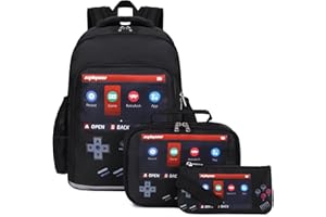 DSIUE School Backpack for Boys, Gamer backpack with Lunch Bag Pencil Case, Bookbag for Boys Kids Backpacks for Elementary School Student