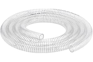 GEOWAKY 1/2"id-25ft PVC Reinforced Tubing Steel Wire Suction Flexible Hose Vinyl Tubing Heavy Duty PVC Vacuum Hose Drain Fuel Oil Gas Water for Marine Bilge Pump Pond Spa