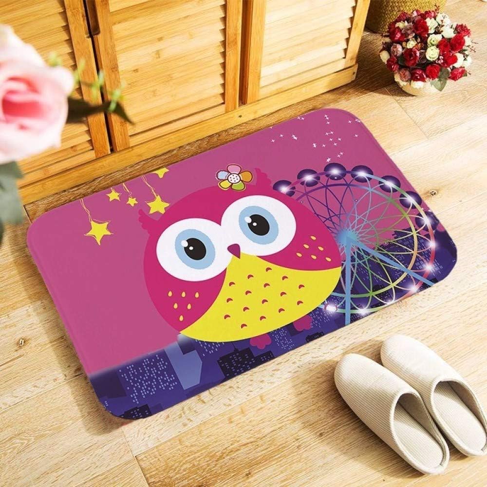 KFEKDT Cartoon Owl Outdoor Entrance Door Mat Carpet Bedroom Kitchen Corridor Door Mat Non-Slip Door Mat A4 60cmx90cm