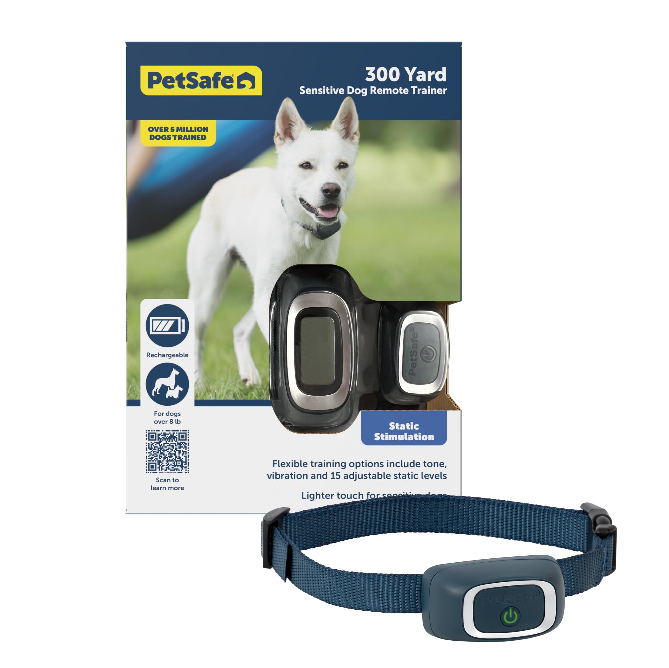 PetSafe 300 Yard Remote Training Collar – Smaller Version for Small or Medium Dogs – Choose from Tone, Vibration, or 15 Levels of Static Stimulation – Medium Range Option for Training Off Leash Dogs