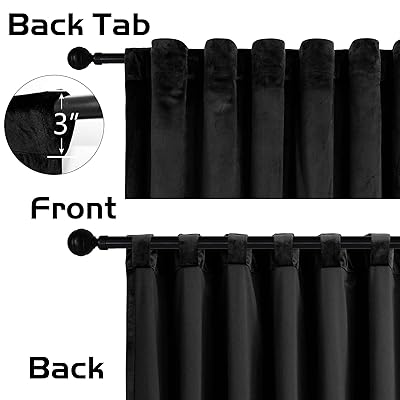 Buy Snitie Black Velvet Curtains With Back Tab And Rod Pocket Thermal Insualted Soft Privacy Blackout Velvet Drapes For Bedroom And Living Room Set Of 2 Panels 52 X 96 Inches Long