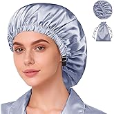Satin Bonnet 2Pcs Silk Bonnet Hair Bonnets For Sleeping Silky Soft Sleep Cap Womens Night Curly Natural Hair Caps