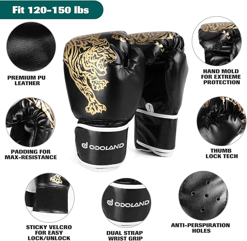 Pugilato Kit 6-in-1 per Uomini e Donne, Non Riempito Sacco da Boxe Fino a 68 kg con Guantoni da 12 Once e Bende, Catene da Appendere