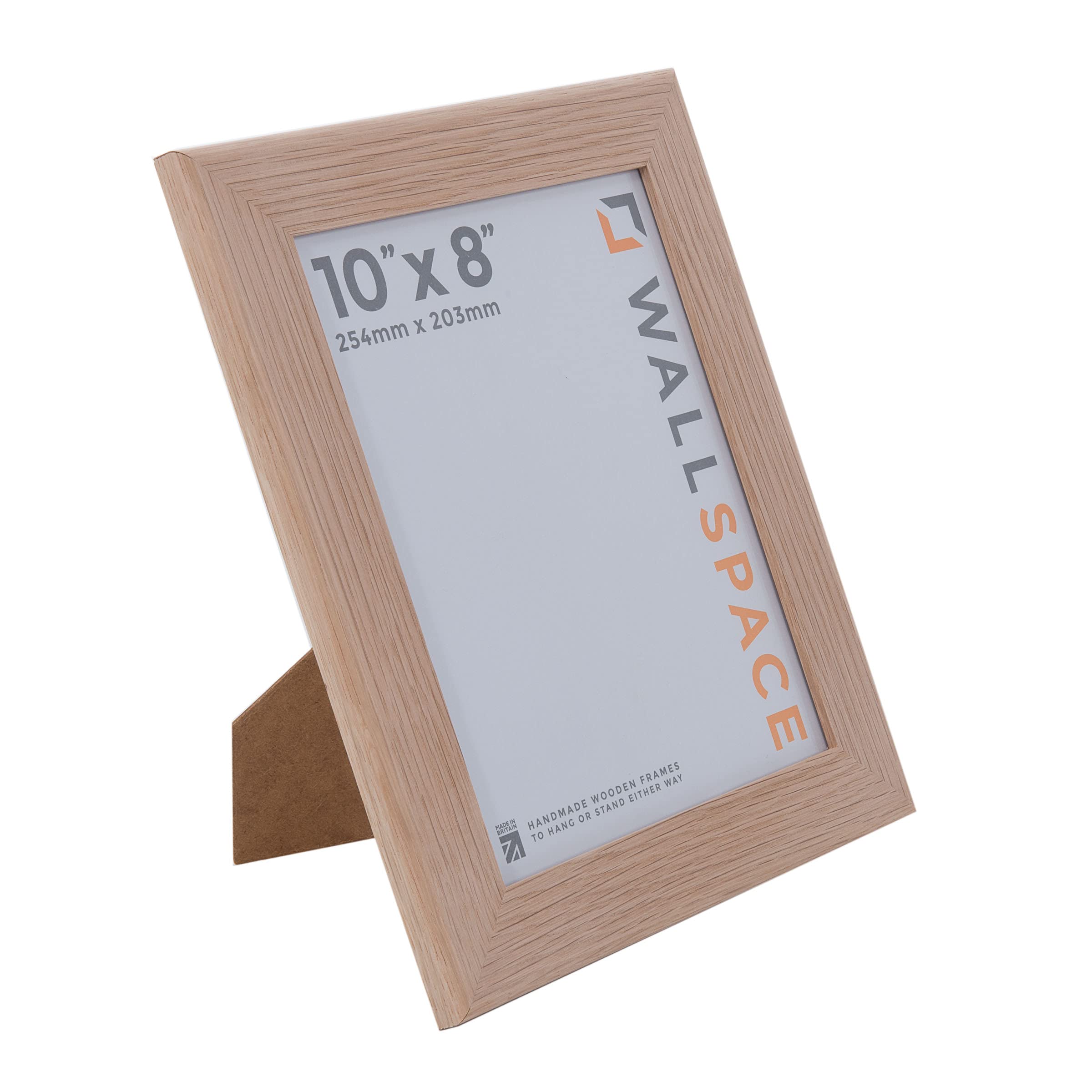 Wall Space Wide 10x8 Oak Picture Frame | Oak 8x10 Photo Frame | 10 x 8 inch | 254x203mm | 25.4x20.3cm | Real Wood with Glass | Handmade Wooden Made in UK — image 1