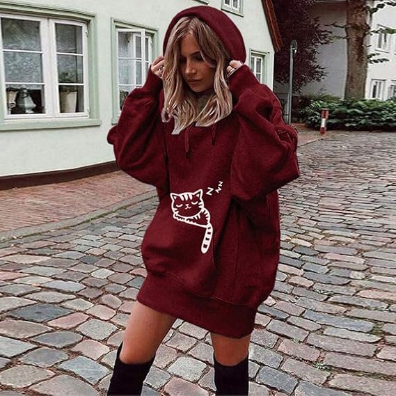 Amazon 人気 Yochyan トップス レディース スウェットシャツ パーカー プルオーバー ブラウス トップスブラウス ルーズ ロングスリーブ ロング フード付き ファッション ゆったり おしゃれ 日常用 無地 ティーシャツ カジュアルウェア シャツ ブラウス 通販