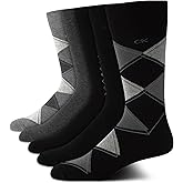 Calvin Klein Mens Dress Socks - 5 Pairs Soft Cotton Blend Crew Socks for Men - Classic Comfort Stay Up Cuff Mixed Pattern