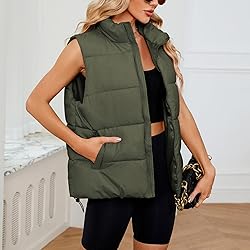 Century Star Army Green Puffer Vest for Women's